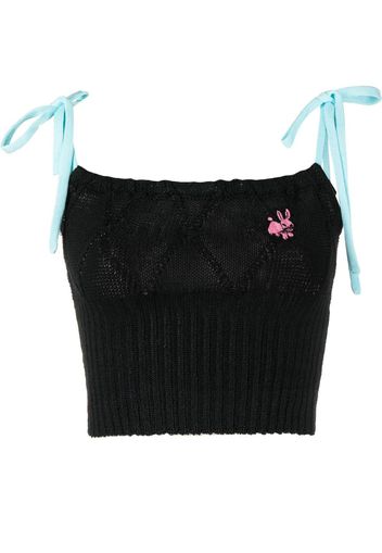 CORMIO Clio floral-embroidered cropped top - Nero