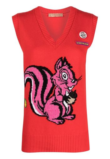 CORMIO squirrel-print knit vest - Rosso