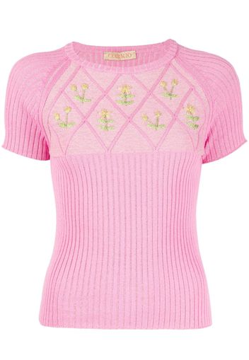 CORMIO floral embroidery-detail knit top - Rosa