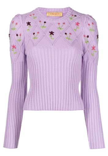 CORMIO round-neck cotton top - Viola