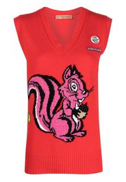 CORMIO squirrel-print knit vest - Rosso