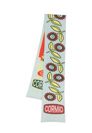 CORMIO logo-print floral scarf - Blu