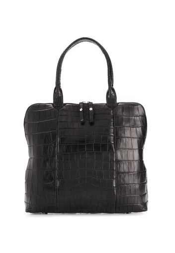 double-handle crocodile-effect tote