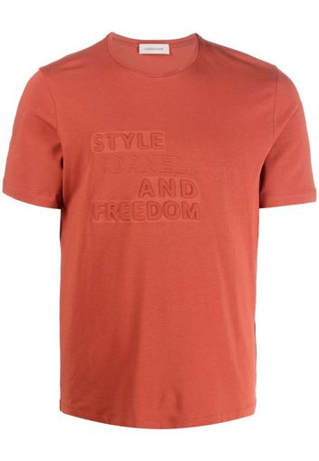 CORNELIANI debossed-logo cotton T-shirt - Rosso