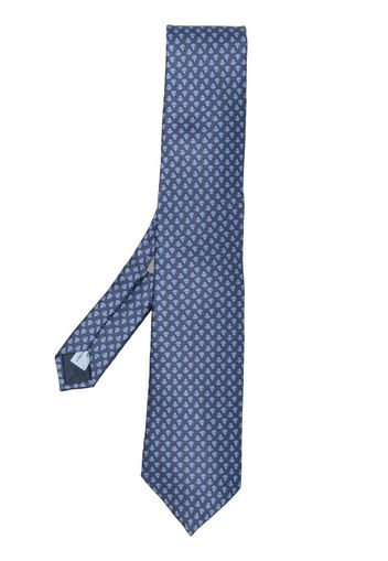 Corneliani floral-embroidery silk tie - Blu