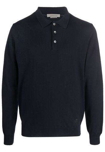 Corneliani virgin-wool long-sleeve polo shirt - Blu