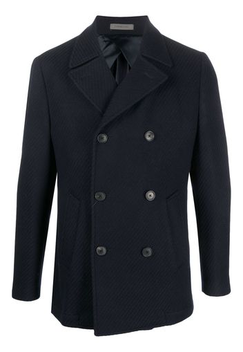 Corneliani ribbed double-breasted coat - Blu