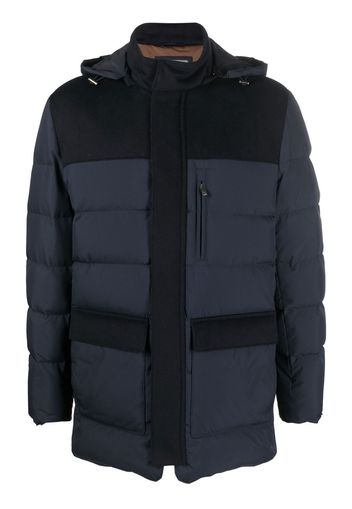 Corneliani hooded panelled padded-design jacket - Blu
