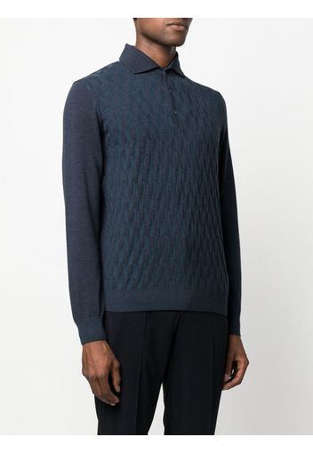 Corneliani geometric-pattern knitted polo shirt - Blu