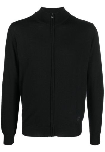 Corneliani zip-up virgin wool cardigan - Nero