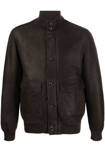 Corneliani funnel-collar sheepskin jacket - Marrone