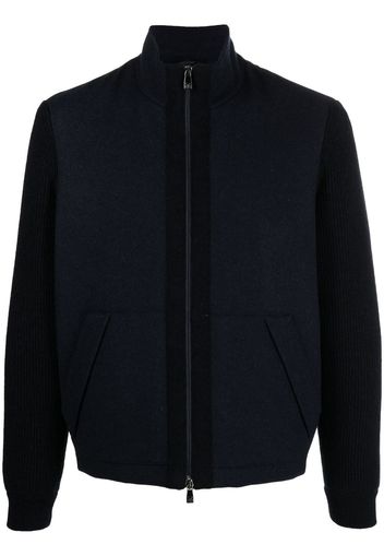 Corneliani knitted-sleeve zipped jacket - Blu