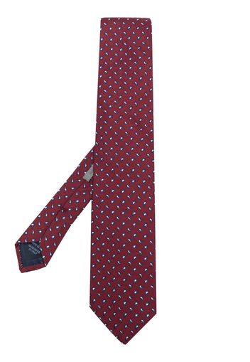 Corneliani embroidered-pattern silk tie - Rosso