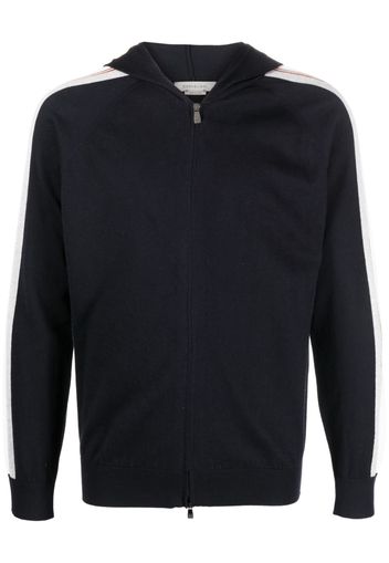 Corneliani striped-sleeve zip-up hoodie - Blu