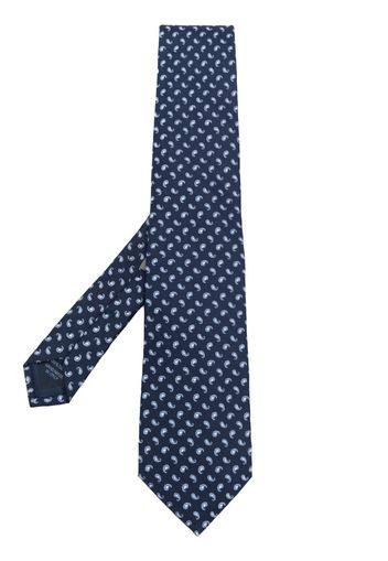 Corneliani embroidered-pattern silk tie - Blu