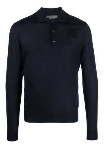 Corneliani fine-knit long-sleeve polo shirt - Blu