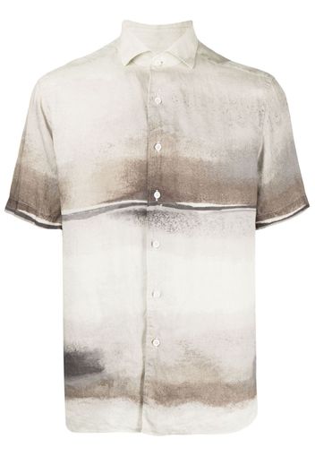 Corneliani abstract-print short-sleeved shirt - 031 brown