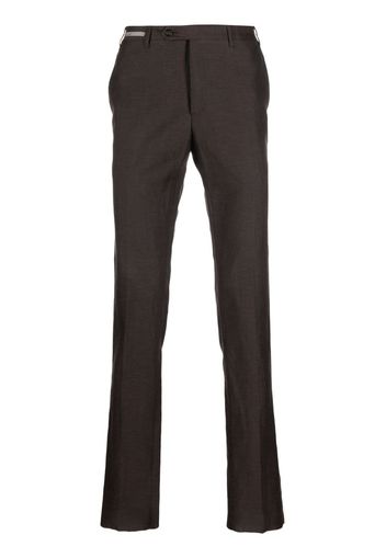 Corneliani straight-leg virgin wool-linen trousers - Marrone