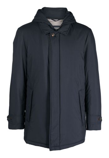 Corneliani spread-collar padded hooded jacket - Blu