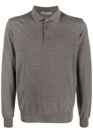 Corneliani virgin-wool long-sleeve polo shirt - Marrone