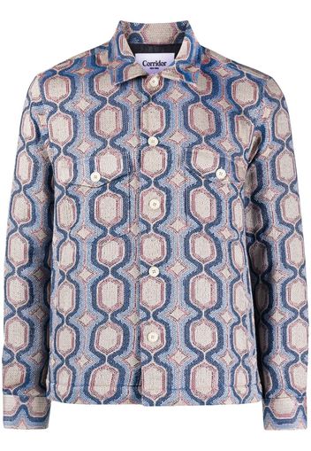 Corridor mosaic-print military jacket - Blu