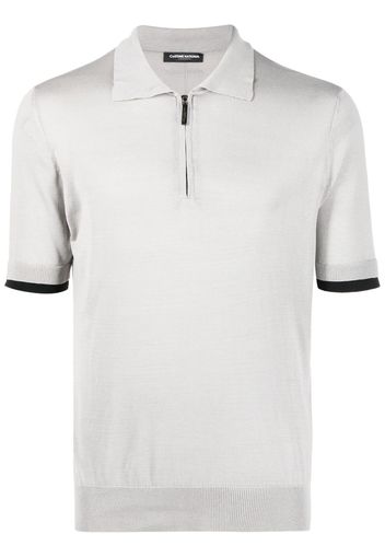 costume national contemporary logo-plaque silk polo shirt - Grigio