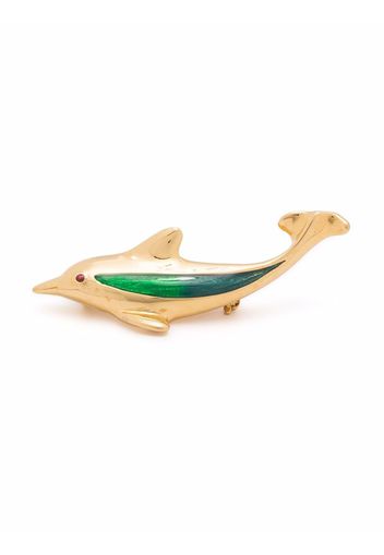 Courrèges Pre-Owned 1980s dolphin motif brooch - Oro