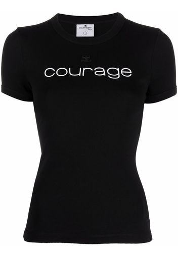 Courrèges 'courage' slogan t-shirt - Nero