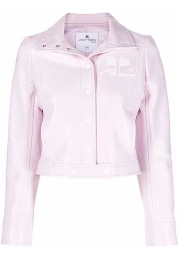 Courrèges cropped faux-leather jacket - Rosa