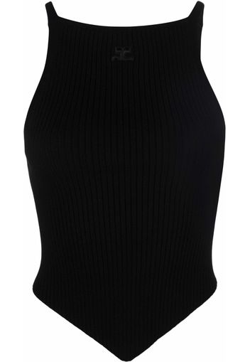 Courrèges Mesh Tips ribbed-knitted tank top - Nero