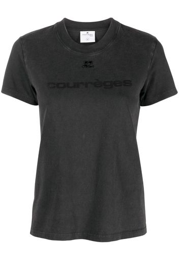 Courrèges logo-print cotton T-shirt - Grigio