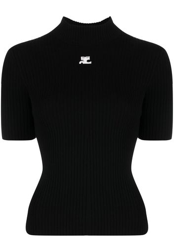 Courrèges logo-print knitted top - Nero