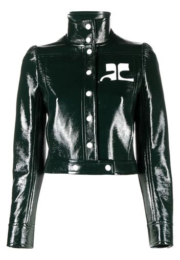 Courrèges logo-appliqué cropped jacket - Verde