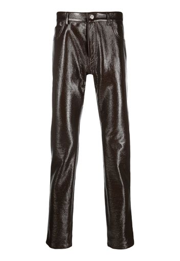 Courrèges high-shine tapered trousers - Marrone