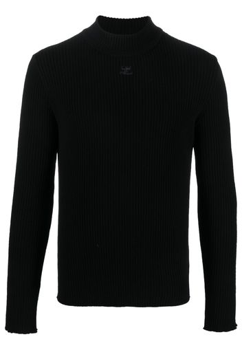 Courrèges logo-embroidered ribbed-knit jumper - Nero