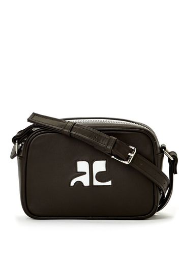 Courrèges Reedition leather crossbody camera bag - Marrone