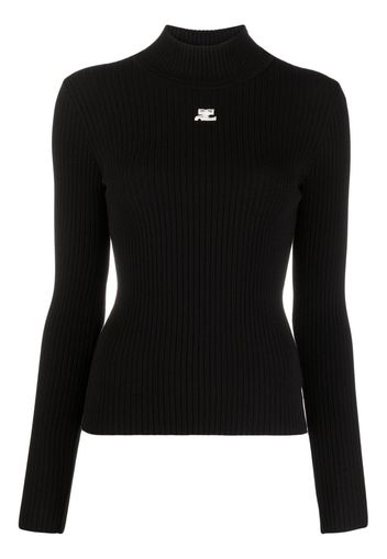 Courrèges embroidered-logo long-sleeve top - Nero