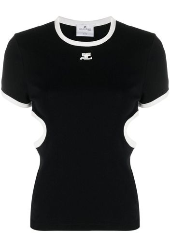 Courrèges cut-out cotton T-shirt - Nero