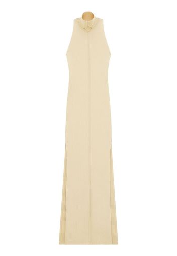 Courrèges col diamanterai rib knit-dress - Toni neutri