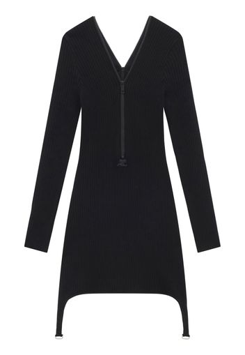 Courrèges ribbed-knit zip-up dress - Nero