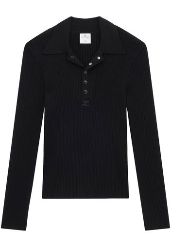 Courrèges CLASSIQUE AC RIB KNIT POLO - 9999 BLACK