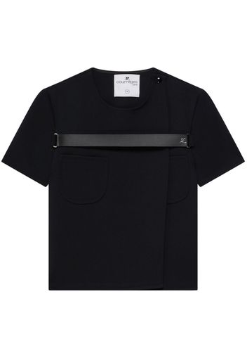 Courrèges strap racer twill T-shirt - Nero