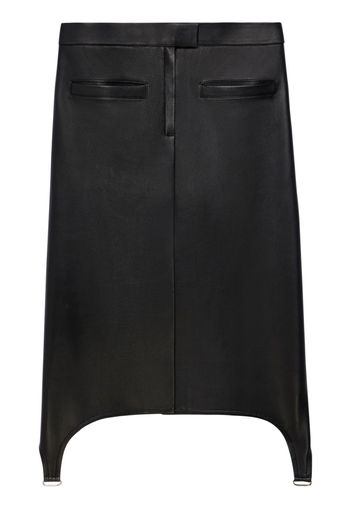 Courrèges suspenders-detail leather midi skirt - Nero