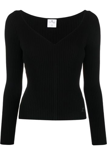 Courrèges Maglione con scollo a cuore - Nero