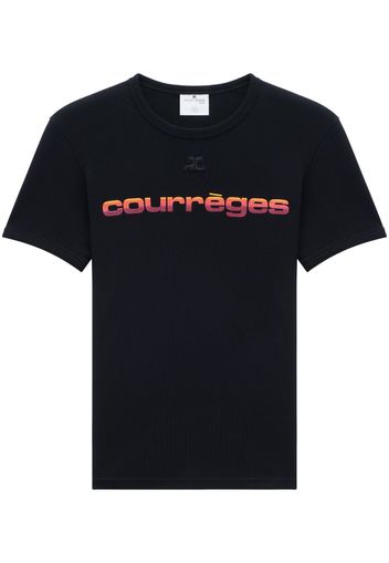 Courrèges T-shirt girocollo con stampa - Nero