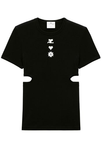 Courrèges T-shirt Bumpy con inserti - Nero