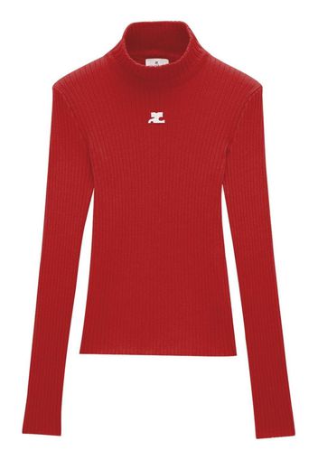 Courrèges ribbed-knit logo-patch top - Rosso