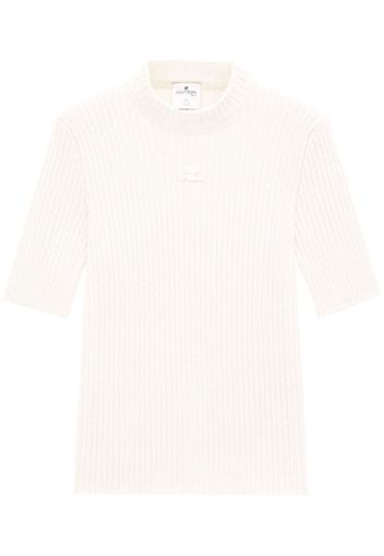 Courrèges ribbed-knit logo top - Toni neutri