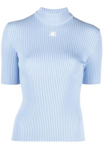 Courrèges high-neck rib knit top - Blu