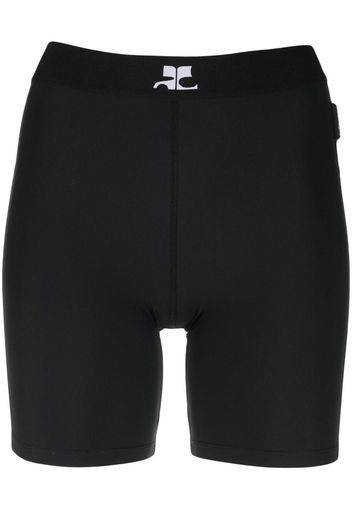 Courrèges logo-print biker shorts - Nero